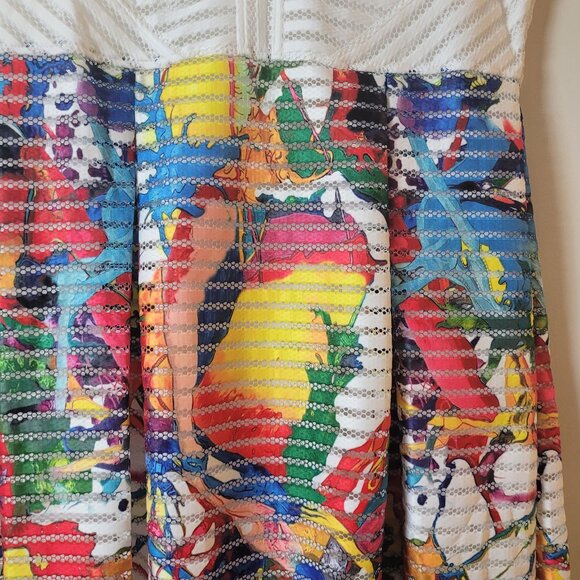 Rose Collection Dress & Jacket Womens 18 white Bright pop mesh A-line midi RC192 - Picture 6 of 16